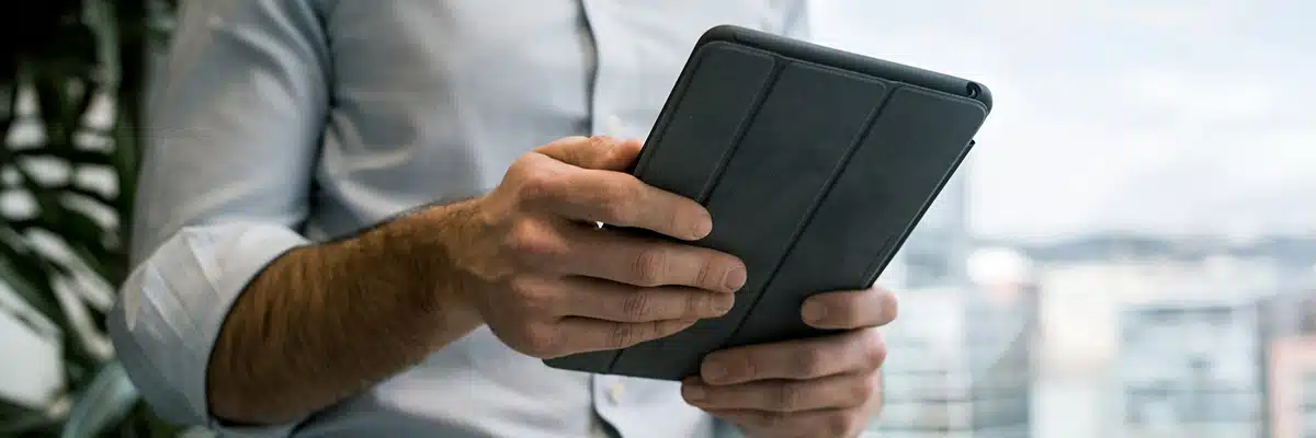 man using tablet