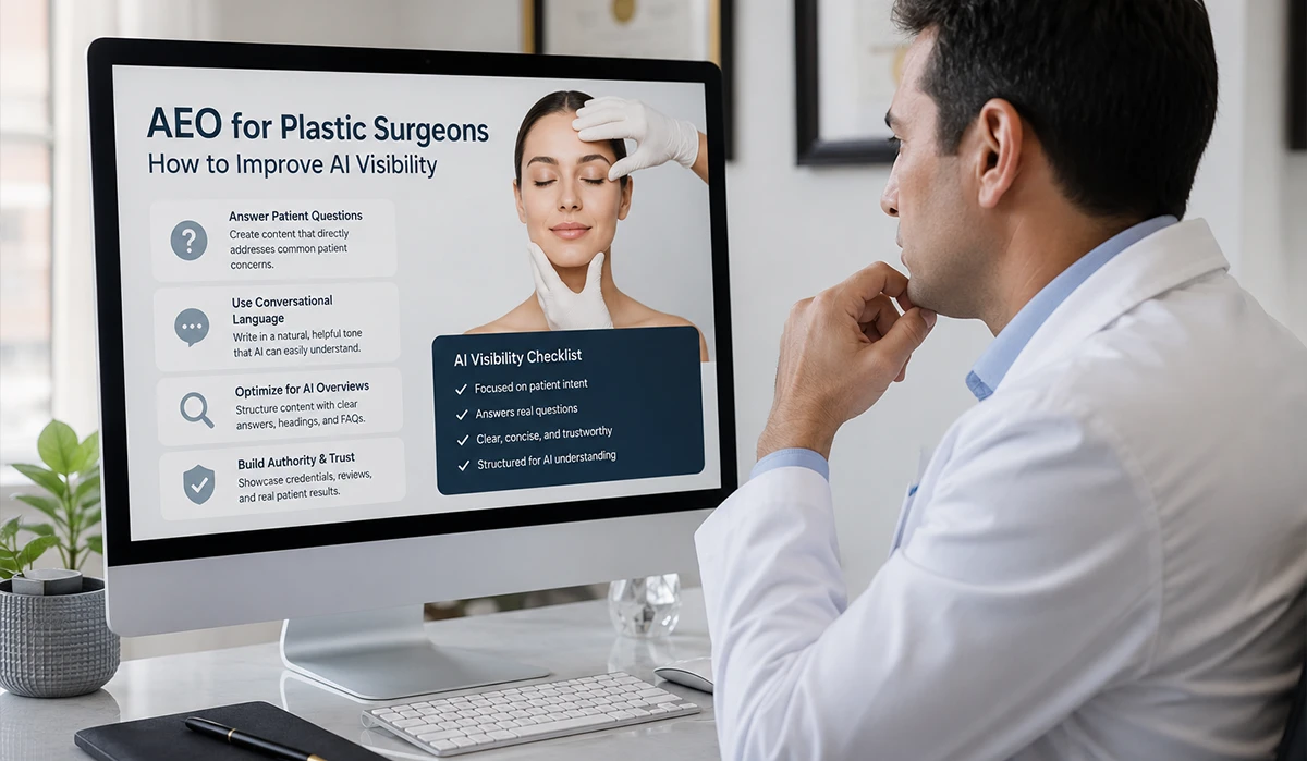 AEO for Plastic Surgeons How to Improve AI Visibility by Specialist Practice Excellence