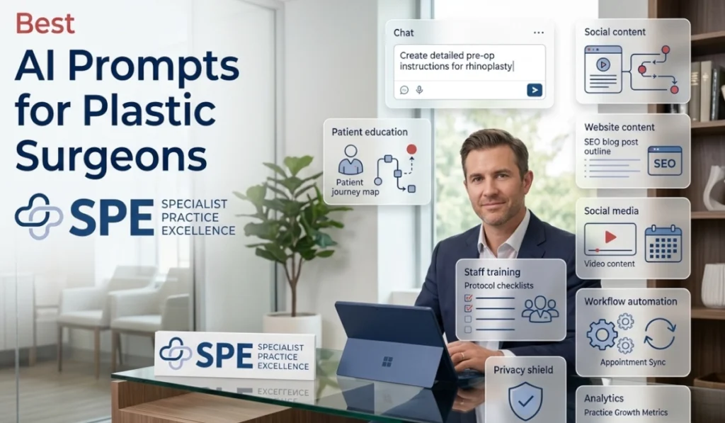 Doctor Marketer In Office - Best AI Prompts for Plastic Surgeons Specialist Practice Excellence