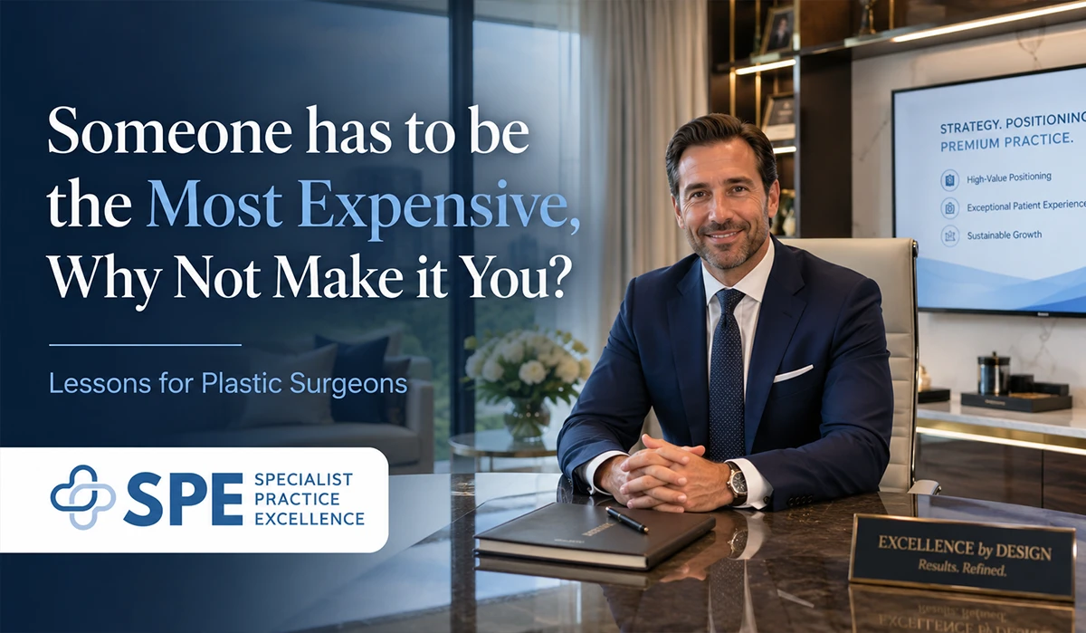 Someone has to be the Most Expensive Why Not Make it You Lessons for Plastic Surgeons by Specialist Practice Excellence